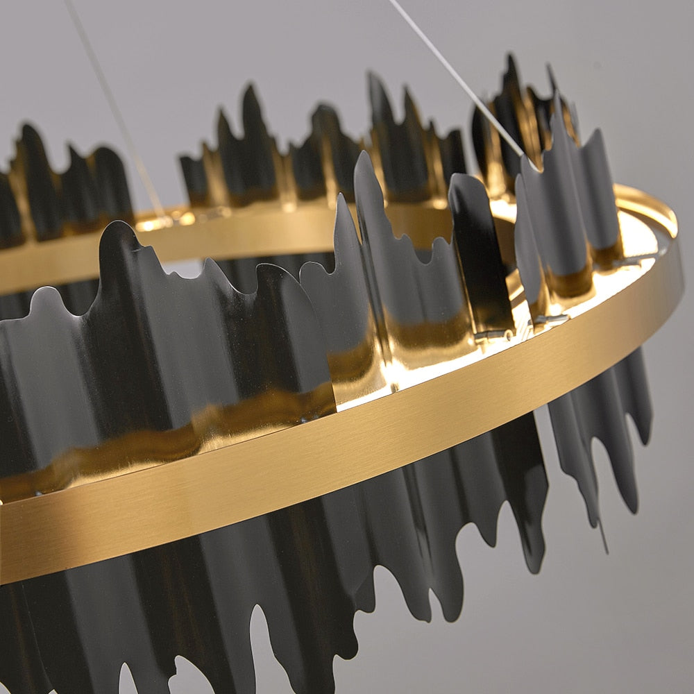 Modern Creative Circle LED with remote control Black/Gold Hanging Lamp