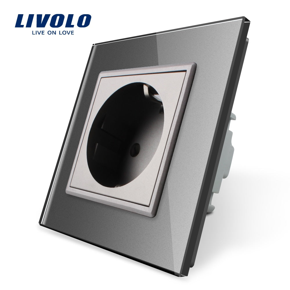 Livolo EU Standard AC 110~250V, 80mm*80mm, 16A Wall Power Socket, VL-C7C1EU-11