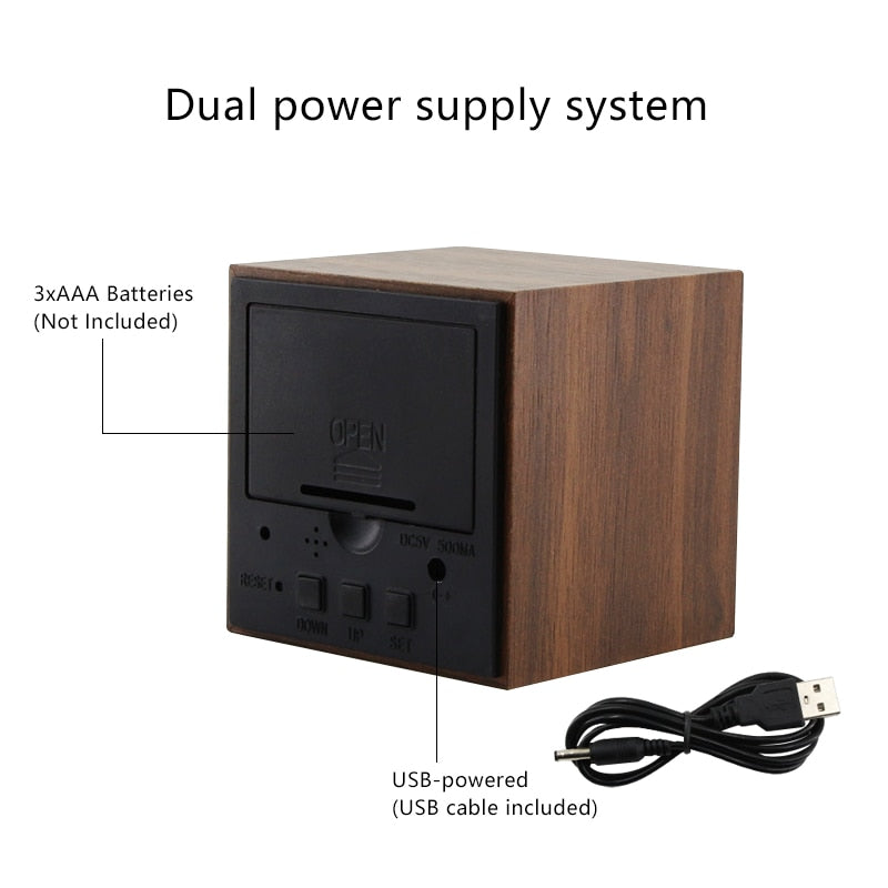 Alarm clock LED wooden clock Table Voice control USB/AAA powered electronic desk clocks