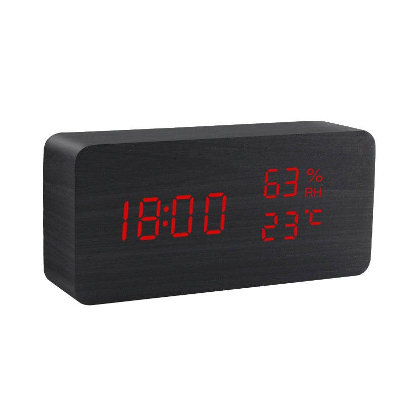 Alarm clock LED wooden clock Table Voice control USB/AAA powered electronic desk clocks
