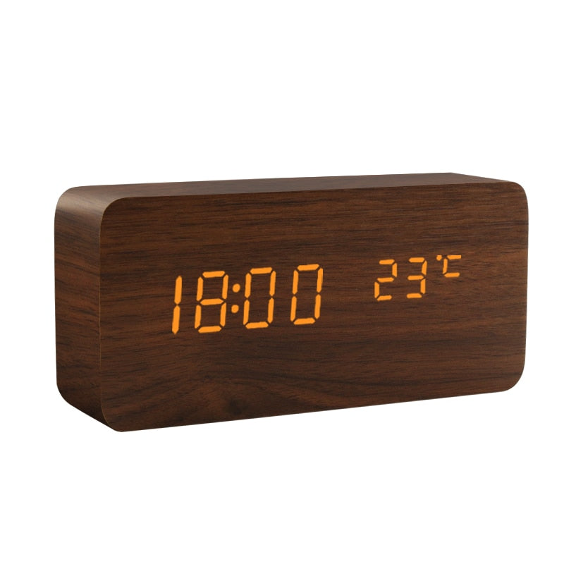 Alarm clock LED wooden clock Table Voice control USB/AAA powered electronic desk clocks