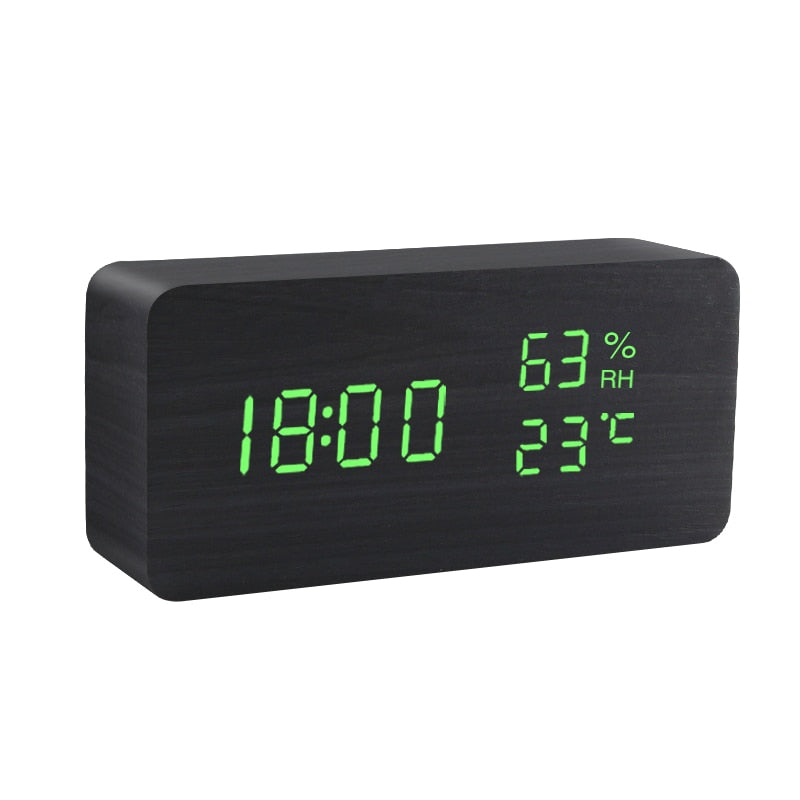 Alarm clock LED wooden clock Table Voice control USB/AAA powered electronic desk clocks