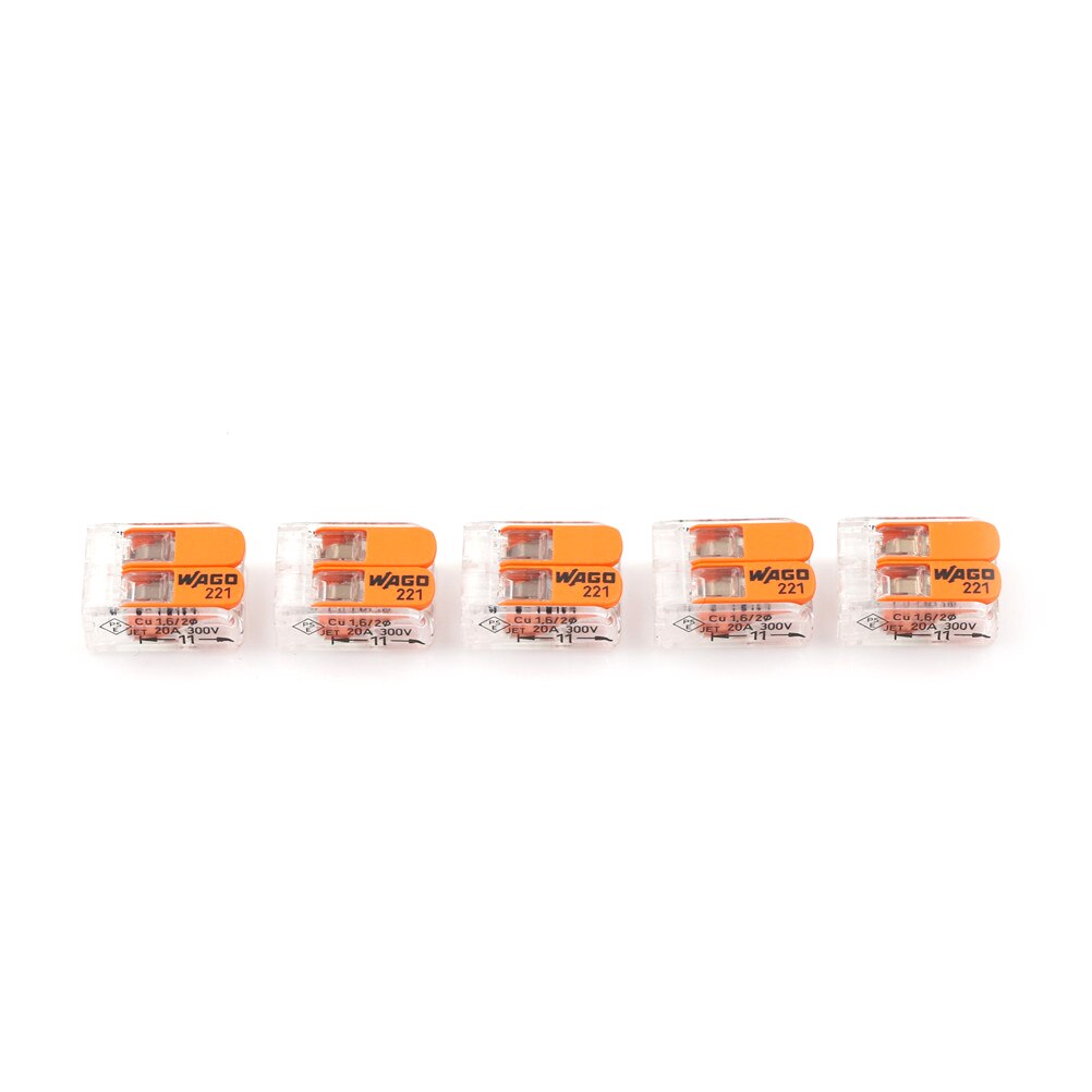 5 parts Wago 221-412 LEVER-NUTS 2 Conductor Compact Connector