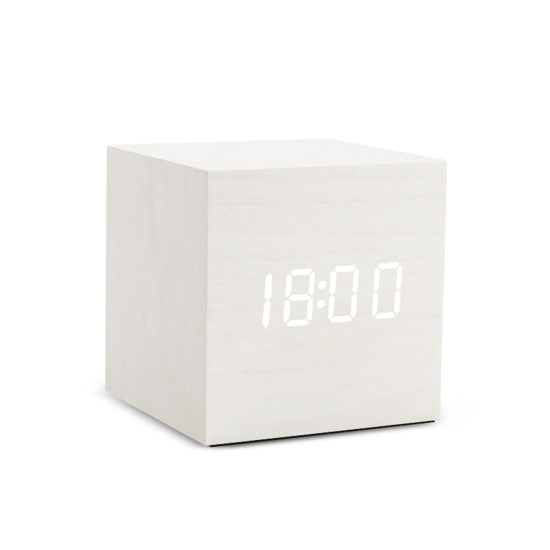 Alarm clock LED wooden clock Table Voice control USB/AAA powered electronic desk clocks