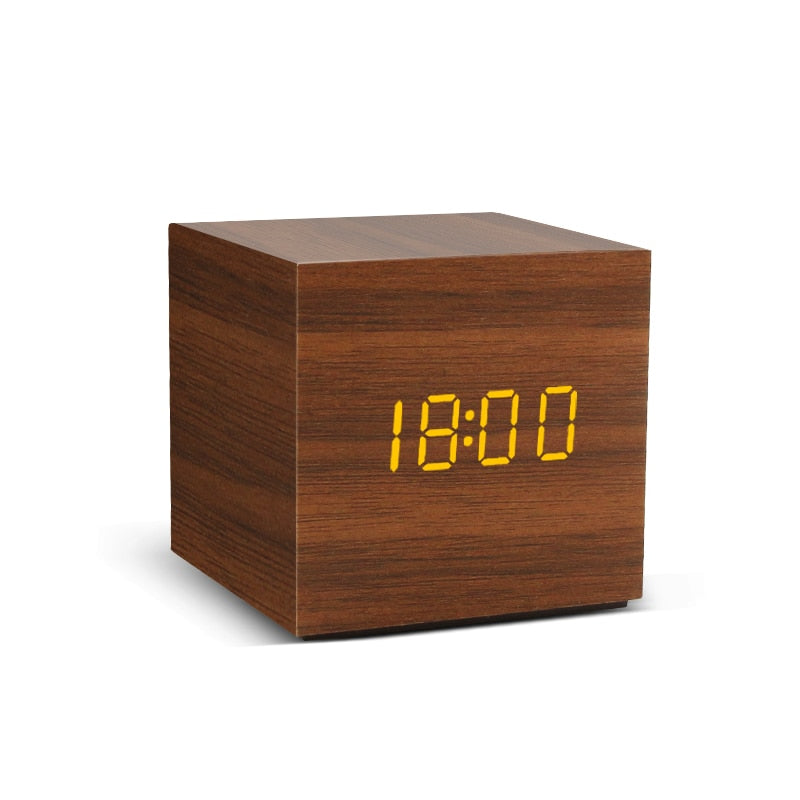 Alarm clock LED wooden clock Table Voice control USB/AAA powered electronic desk clocks