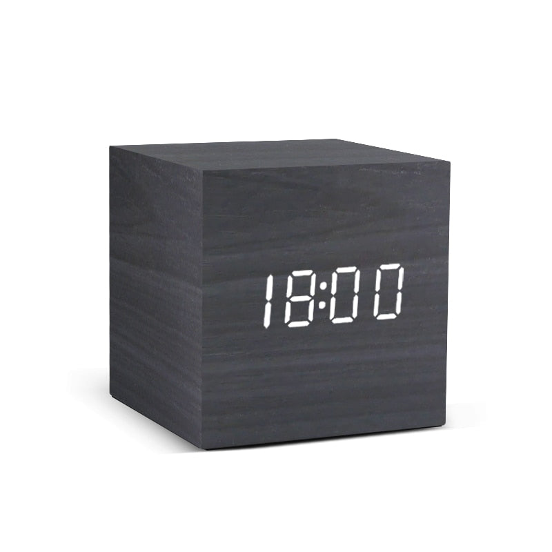 Alarm clock LED wooden clock Table Voice control USB/AAA powered electronic desk clocks