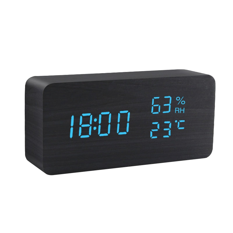 Alarm clock LED wooden clock Table Voice control USB/AAA powered electronic desk clocks