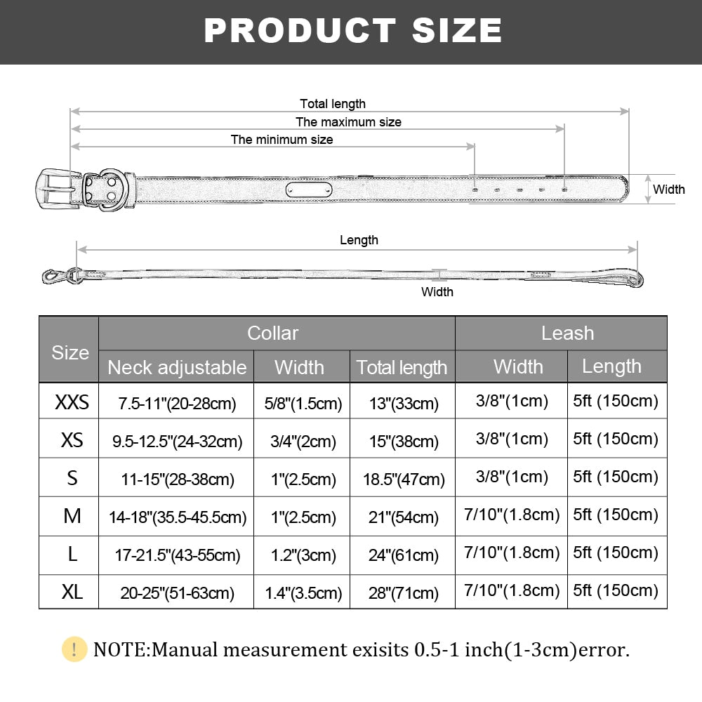 Custom leather dog collar set personalized pet collar free engraved name tag custom