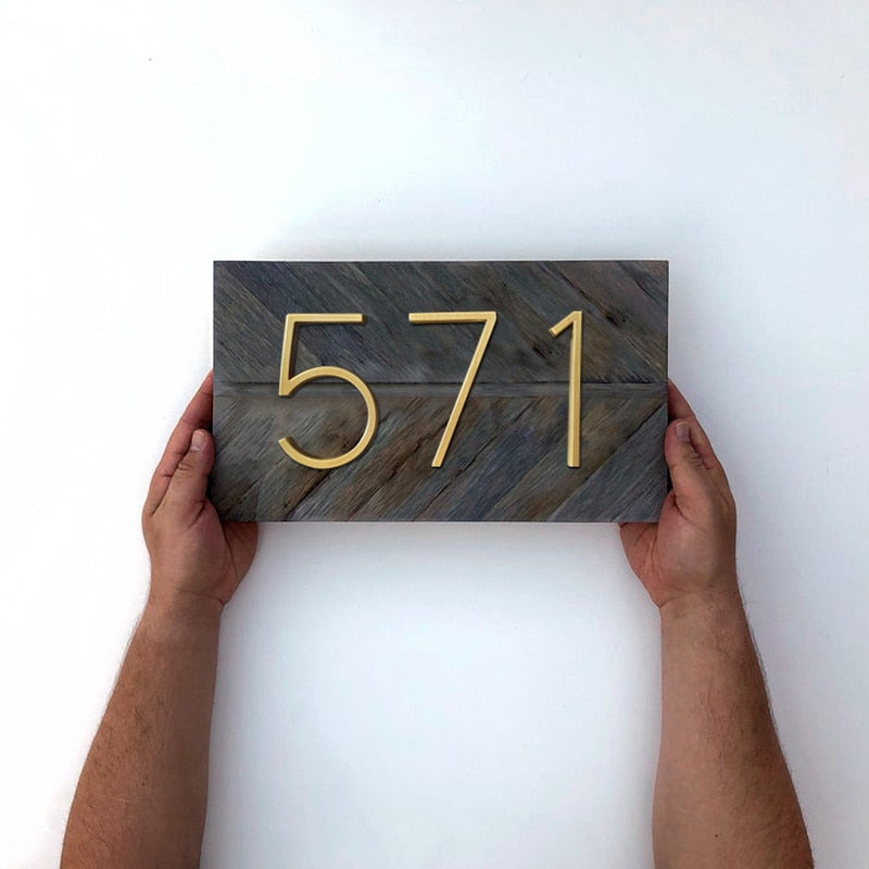 125mm Golden Floating House Number for House or Apartment Building Outdoor Signs 5 inch. #0-9