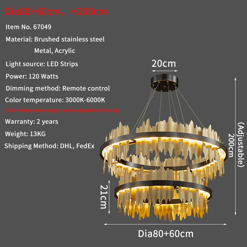 Modern Creative Circle LED with remote control Black/Gold Hanging Lamp