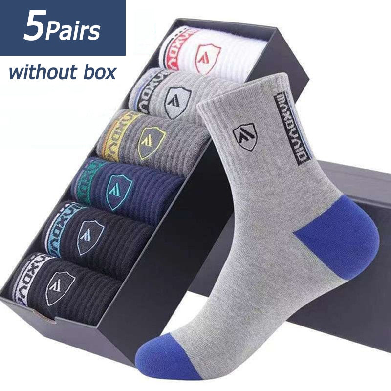 5 Pairs Men's Sports Socks Sweat Absorbent Comfortable Thin Breathable Basketball EU 38-43