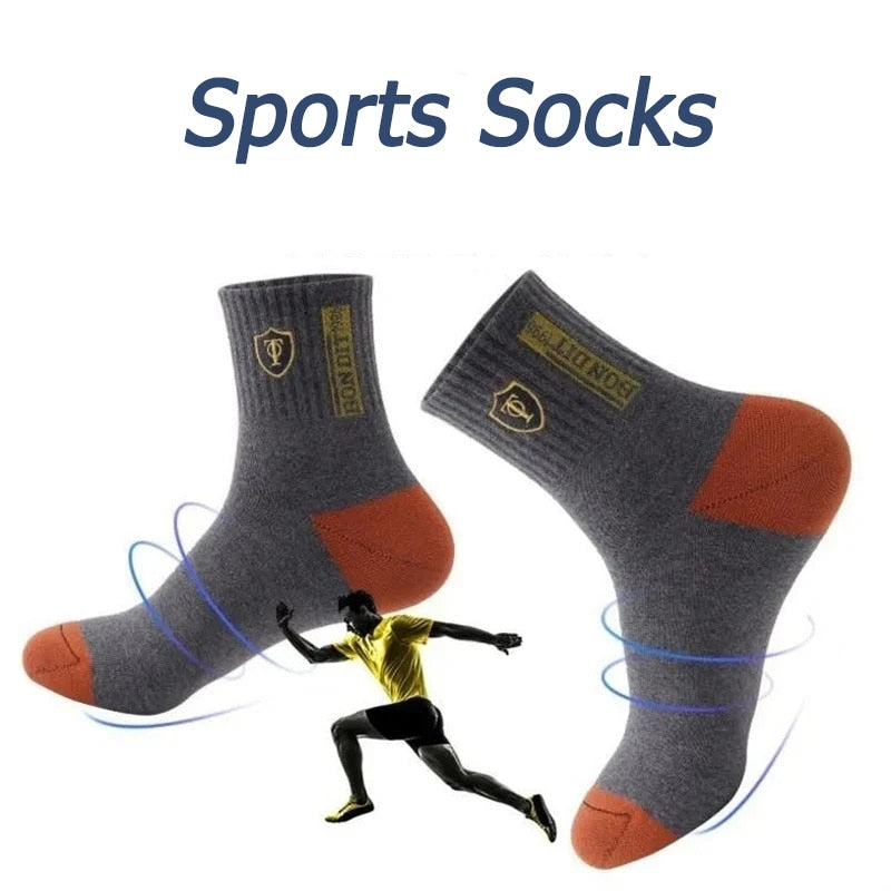 5 Pairs Men's Sports Socks Sweat Absorbent Comfortable Thin Breathable Basketball EU 38-43