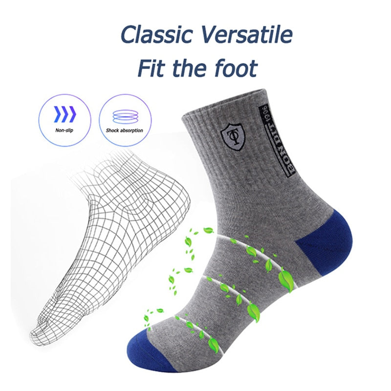 5 Pairs Men's Sports Socks Sweat Absorbent Comfortable Thin Breathable Basketball EU 38-43