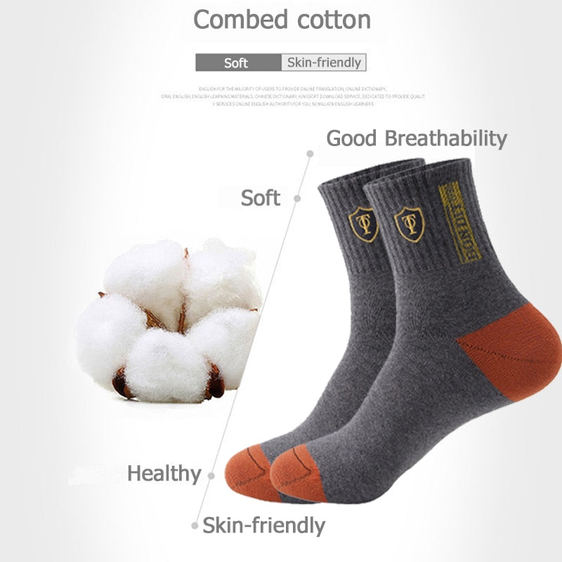 5 Pairs Men's Sports Socks Sweat Absorbent Comfortable Thin Breathable Basketball EU 38-43