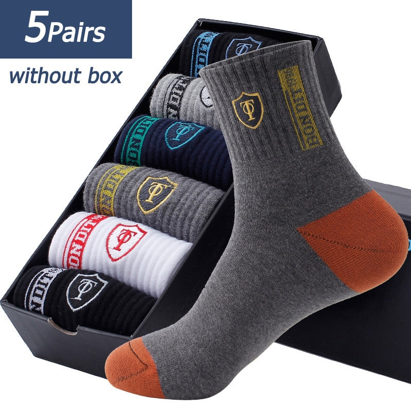 5 Pairs Men's Sports Socks Sweat Absorbent Comfortable Thin Breathable Basketball EU 38-43