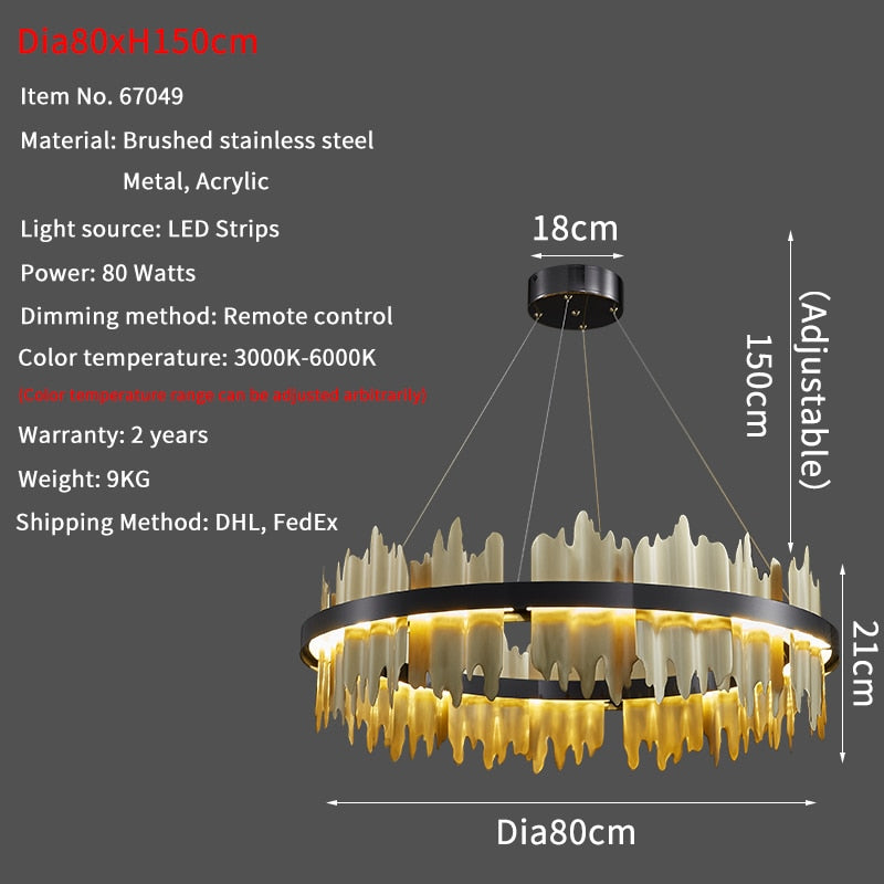 Modern Creative Circle LED with remote control Black/Gold Hanging Lamp