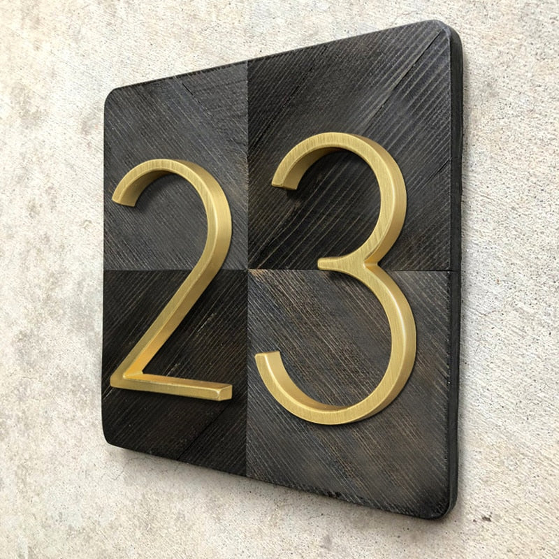 125mm Golden Floating House Number for House or Apartment Building Outdoor Signs 5 inch. #0-9