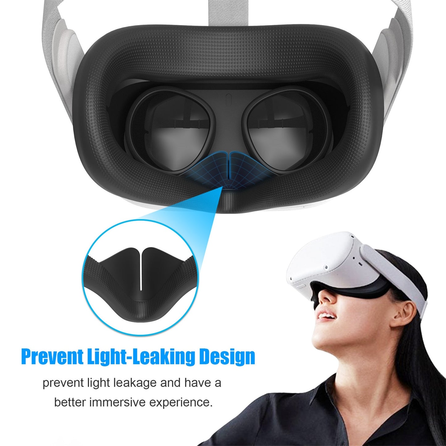 Oculus Quest 2 VR Glasses Silicone Anti-Sweat Anti-Leak Light-Blocking Eye Cover Oculus Quest 2 Accessories