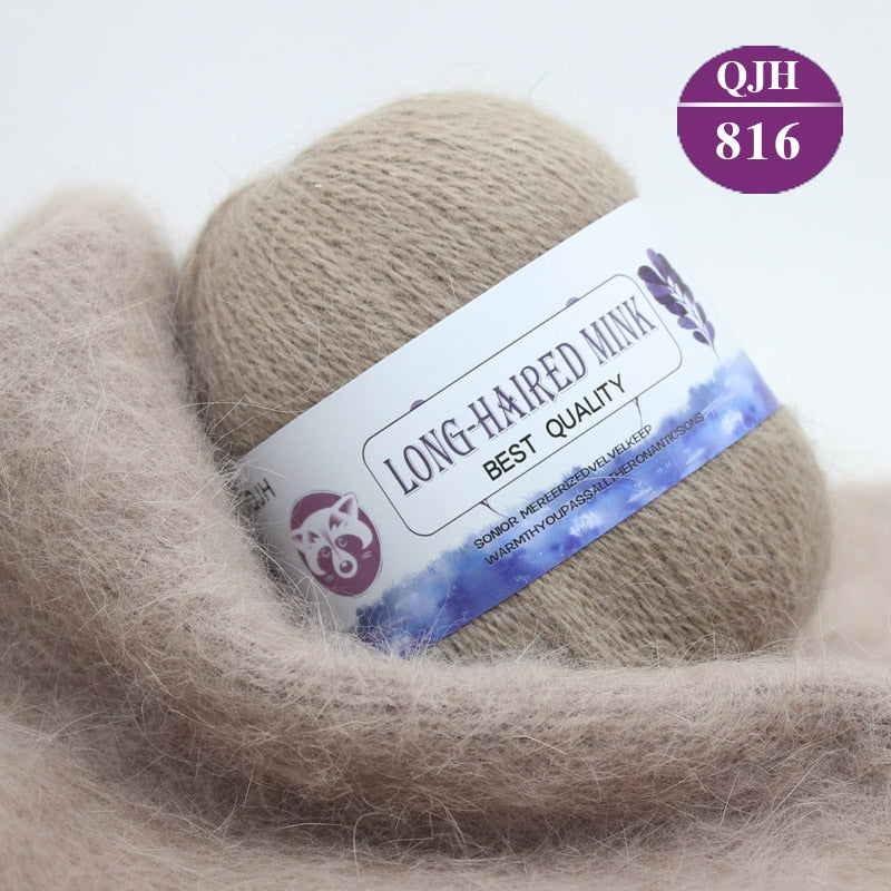 High quality Cashmere Long Plush Mink and Merino wool mix yarn key