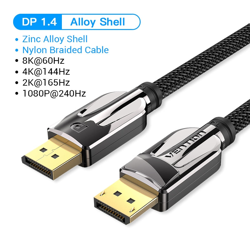 Vention DisplayPort 1.4 Cable 8K @ 60Hz - 4K @ 144hz - 2K HDR @ 165Hz Display Port Audio Cable for Video PC Laptop TV Display Port 1.4 DP Cable 1.2