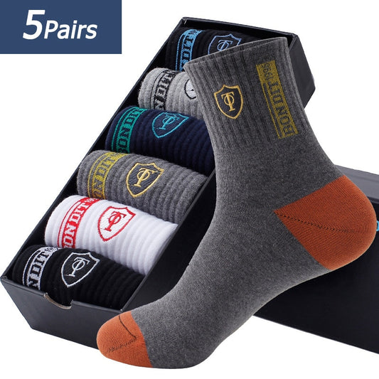 5 Pairs Men's Sports Socks Sweat Absorbent Comfortable Thin Breathable Basketball EU 38-43