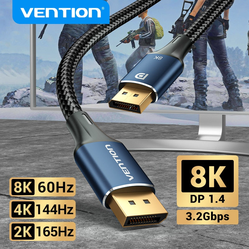 Vention DisplayPort 1.4 Cable 8K @ 60Hz - 4K @ 144hz - 2K HDR @ 165Hz Display Port Audio Cable for Video PC Laptop TV Display Port 1.4 DP Cable 1.2