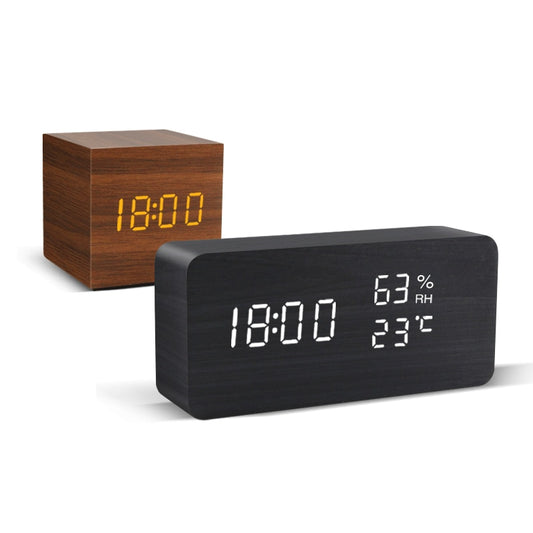 Alarm clock LED wooden clock Table Voice control USB/AAA powered electronic desk clocks