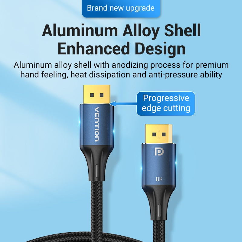 Vention DisplayPort 1.4 Cable 8K @ 60Hz - 4K @ 144hz - 2K HDR @ 165Hz Display Port Audio Cable for Video PC Laptop TV Display Port 1.4 DP Cable 1.2