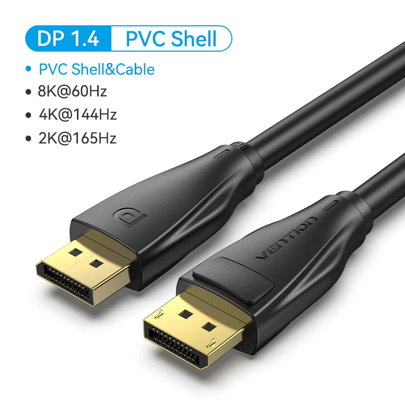 Vention DisplayPort 1.4 Cable 8K @ 60Hz - 4K @ 144hz - 2K HDR @ 165Hz Display Port Audio Cable for Video PC Laptop TV Display Port 1.4 DP Cable 1.2